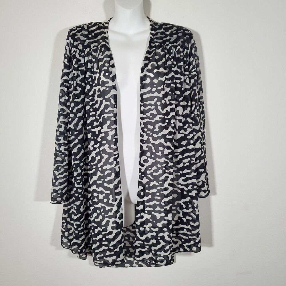 Oscar de la Renta Vintage Swim Cover Up Small Black White Sheer Lightweight 90s